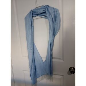 Cashmina by Berkshire R Light Blue Rayon Scarf 20x76 Fringed Wrap
